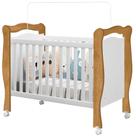 Berço Mini Cama J&A Móveis Alvin padrão Americano com rodízios Nature Branco Berço Mini Cama J&A Móveis Alvin padrão Americano com rodízios Nature Branco