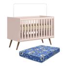 Berço Mini Cama Q Encanto Retrô Rosa com Colchão Baby Physical - Qmovi