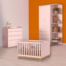 Berço Mini Cama Slim, Cômoda Trocador e Guarda Roupa Rosa