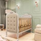 Berço Minicama 3 em 1 com Capitonê 100% MDF Maya Espresso Móveis Off White/Amêndoa/material sintético Bege