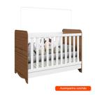 Berço Minicama Americano Ben com Colchão Baby D18 (10x70x130) Branco e Carvalho