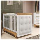 Berço Minicama com Capitonê 100% MDF Retrô Kakau Espresso Móveis Branco/Brilho/Amêndoa