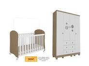 Berço minicama e Guarda Roupa Bolinha Moveis Peroba 4 portas