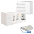 Berço Multifuncional Atlanta E Cômoda Infantil Mississipi Henn Branco Fosco Com Colchão Gazin - Reller Berço Multifuncional Atlanta E Cômoda Infantil Mississipi Henn Branco Fosco Com Colchão Gazin - Reller