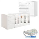 Berço Multifuncional Atlanta e Cômoda Infantil Mississipi Henn Branco Fosco com Colchão Gazin - Reller Berço Multifuncional Atlanta e Cômoda Infantil Mississipi Henn Branco Fosco com Colchão Gazin - Reller