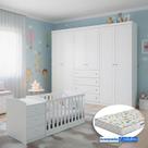 Berço Multifuncional Atlanta e Guarda Roupa 6 Portas Americano Ambiente Branco Fosco Henn com Colchão Gazin - Reller Berço Multifuncional Atlanta e Guarda Roupa 6 Portas Americano Ambiente Branco Fosco Henn com Colchão Gazin - Reller