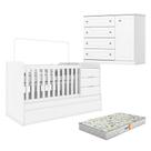 Berço Multifuncional Cleo E Cômoda Infantil Mississipi Branco Fosco Com Colchão Gazin - Henn Berço Multifuncional Cleo E Cômoda Infantil Mississipi Branco Fosco Com Colchão Gazin - Henn
