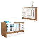 Berço Multifuncional Cléo e Cômoda Infantil Selena Branco Acetinado Amadeirado Carolina Móveis Berço Multifuncional Cléo e Cômoda Infantil Selena Branco Acetinado Amadeirado Carolina Móveis