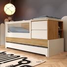 Berço Multifuncional com Cama Aux Cômoda 2 Gavetas 2 Nicho Sol e Mar com Colchão