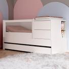 Berço Multifuncional com Cama Auxiliar Cômoda 2 Gavetas 2 Nicho Sol e Mar com Colchão