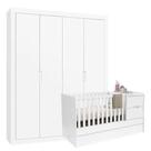 Berço Multifuncional Formare E Guarda Roupa Tutto New 4 Portas Branco Acetinado - Matic Berço Multifuncional Formare E Guarda Roupa Tutto New 4 Portas Branco Acetinado - Matic