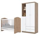 Berço Nacional e Guarda Roupa Infantil Bala de Menta Rústico Branco - Henn Berço Nacional e Guarda Roupa Infantil Bala de Menta Rústico Branco - Henn