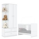 Berço Nacional e Guarda Roupa Infantil Labirinto Branco Brilho - Henn Berço Nacional e Guarda Roupa Infantil Labirinto Branco Brilho - Henn