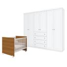 Berço Nacional Mel Branco Savana Reller e Guarda Roupa Casal Americano 6 Portas Branco HP Henn Berço Nacional Mel Branco Savana Reller e Guarda Roupa Casal Americano 6 Portas Branco HP Henn