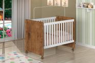 Berço padrão americano com Suporte Mosquiteiro CAT em MDF com Rodízios nos Pés Cor Demolição / Branco brilho 100% MDF com certificado