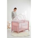 Berço Portátil Bebê 0-18kg 2 Alturas Mosquiteiro Zíper Rosa