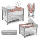 Berço Portátil SleepGuard Dobrável Recém Nascidos e Bebês com Estrutura Segura e Confortável (Rosa)