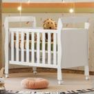 Berço Slim c/ Colchão 2 em 1 Mini Cama Branco MDF Resistente