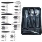 Berlim Faqueiro 48 Pçs Preto Aço Inox C/ 2 Porta Talheres