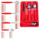Berlim Faqueiro 72 Pçs Vermelho Aço Inox C/ 3 Porta Talheres