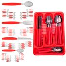 Berlim Faqueiro 96 Pçs Vermelho Aço Inox C/ 4 Porta Talheres