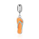 Berloque aço inox chinelo resina amarela