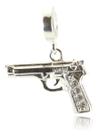 Berloque Arma Pistola Prata Legitima 925