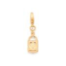 Berloque banhado ouro 3x 24k 18k e 22k feminino rommanel cadeado coração e entrada de chave vazada 542439