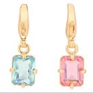 Berloque banhado ouro 3x 24k 18k e 22k feminino rommanel cristal retangular azul ou rosa 542435
