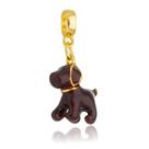 Berloque Cachorro Labrador Retriever Marrom Banhado a Ouro 18k.