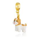 Berloque Cachorro Lhasa apso Bege Banhado a Ouro 18k