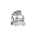 Berloque Carrinho Bebê It's A Girl em Prata 925 Berloque Carrinho Bebê It's A Girl em Prata 925