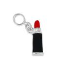 Berloque Charm Batom Vermelho Banhado a Prata