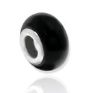 Berloque Charm Murano Separador Preto Banhado a Prata Semijoia