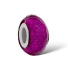 Berloque Charm Murano Separador Rosa Glitter Banhado a Prata