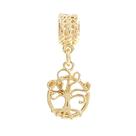 Berloque Charm Pingente Árvore da Vida Pequena Banhado a Ouro