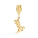 Berloque Charm Pingente Bota de Cowgirl Banhado a Ouro Berloque Charm Pingente Bota de Cowgirl Banhado a Ouro
