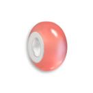 Berloque Charm Separador Murano Rosa Transparente Banhado a Prata