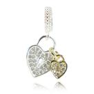 Berloque Charms 2 Coração Cravejado Prata Legitima 925 Berloque Charms 2 Coração Cravejado Prata Legitima 925