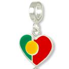 Berloque Charms Bandeira Coração Paises Nações Prata 925 / 2 / Portugal