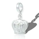 Berloque Charms Coroa Princesa Prata Pura Pedra Zirconia