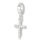 Berloque Charms Cruz Crucifixo Cravejado Prata Legitima 925