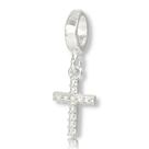 Berloque Charms Cruz Crucifixo Cravejado Prata Legitima 925