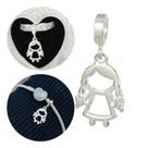 Berloque Charms Filha Menina Pedra Zirconia Cravejada Prata
