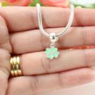 Berloque Charms P/ Pulseira Prata Trevo Sorte