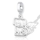 Berloque Charms Pingente Cachorrinho Pet Cachorro Prata Lei