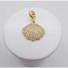 Berloque concha cravejado mm zircônias banhado a ouro 18k