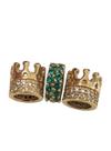 Berloque coroa em ouro 18k amarelo com zirconio azul e branco kit com 3 peças. ROSANGELA LIMA JOIAS
