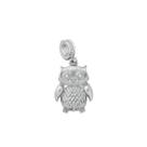 Berloque coruja cravejado banhado a rhodium
