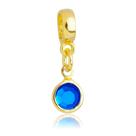 Berloque Cristal Azul Banhado a Ouro 18k